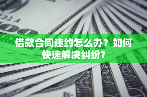 武汉借款合同违约怎么办？如何快速解决纠纷？
